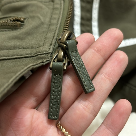 Y2K Juicy Couture Jacket M Military Cropped Button Front Zip Collar Army Green - Picture 11 of 14
